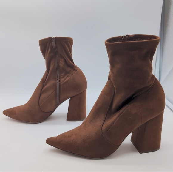 Steve Madden Sz 9 Brown Fabric Suede Ankle Boots Hayes - Picture 5 of 10